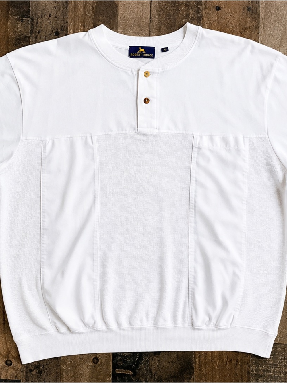 Robert Bruce White Short-Sleeve Henley Sweatshirt
